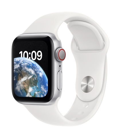 Apple Watch SE GPS 40mm Silver Aluminum Case with White Sport Band 2022