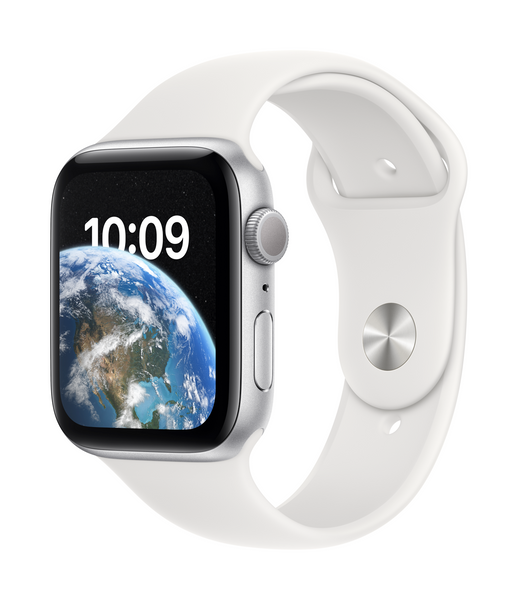 SE Gen 2 (2022) • Silver Aluminum Case with White Sport Band