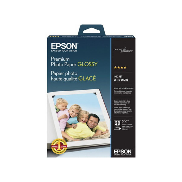 Epson Inkjet Photo Paper Glossy Borderless 5” x 7” 20 Sheets
